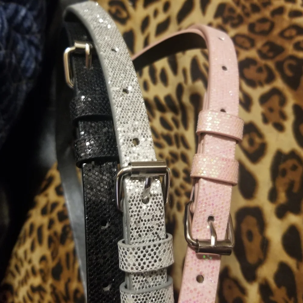 Stylish Kids Belts Set - Pink, Gray, Black